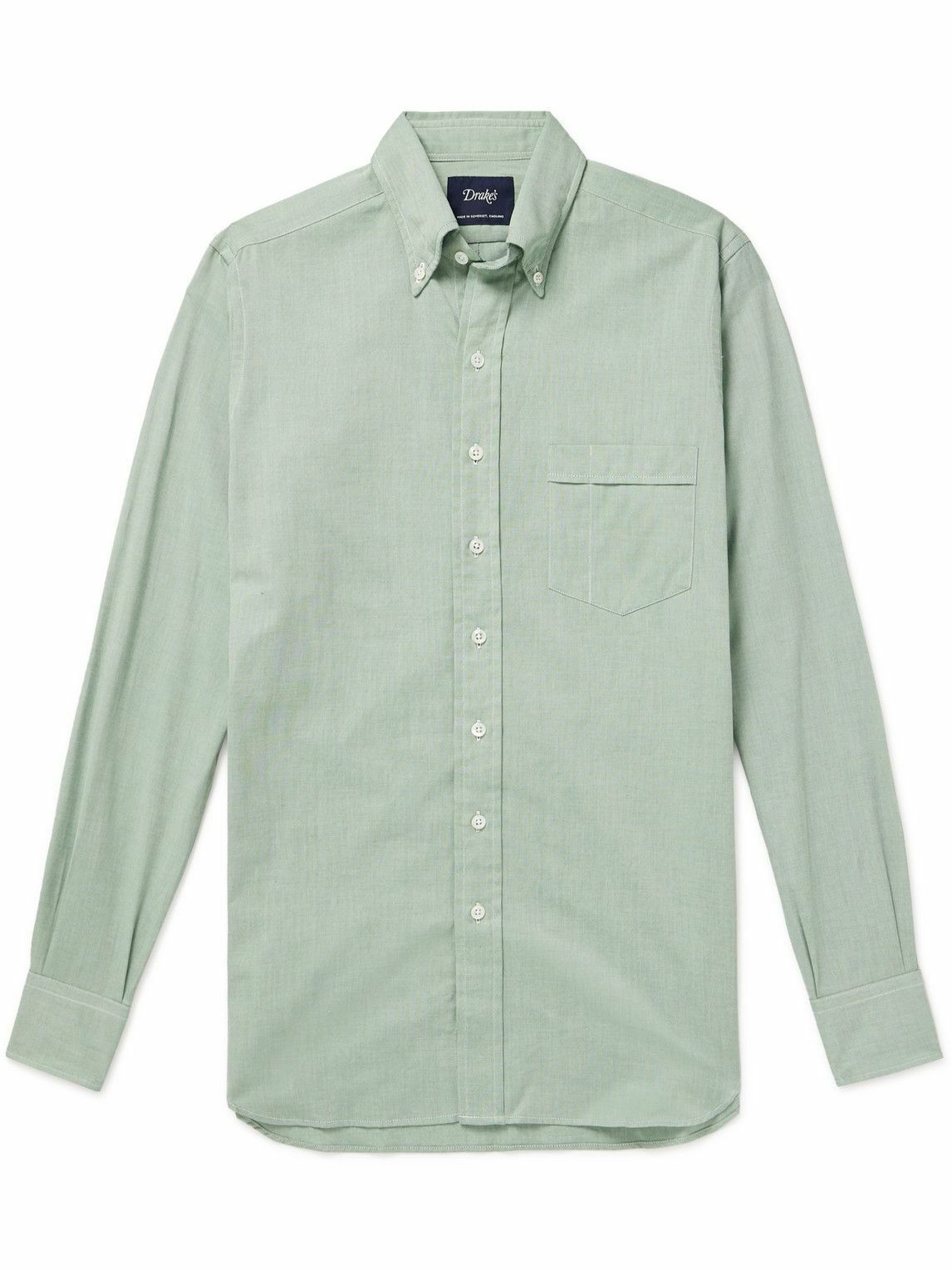 Drake's - Button-Down Collar Cotton Oxford Shirt - Green Drake's