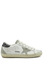 Golden Goose Super-Star Distressed Leather Sneakers Grey 37 (IT37 / UK4), Golden Goose Trainers, Embroidered