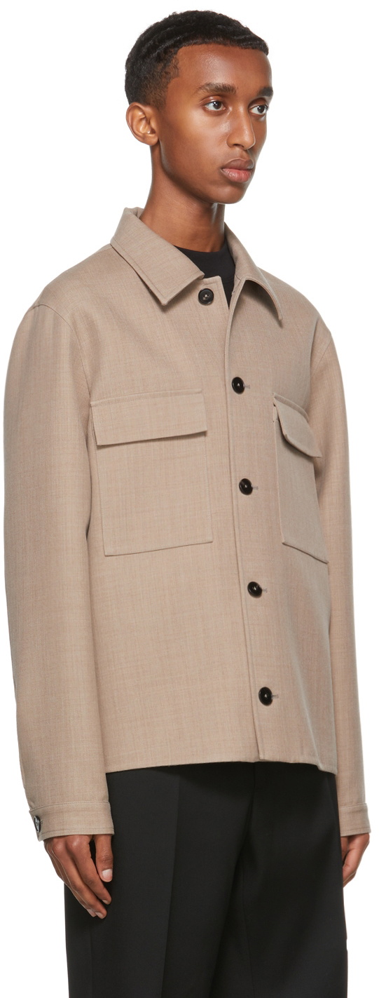 Jil Sander Beige Wool Double-Faced Shirt Jacket Jil Sander