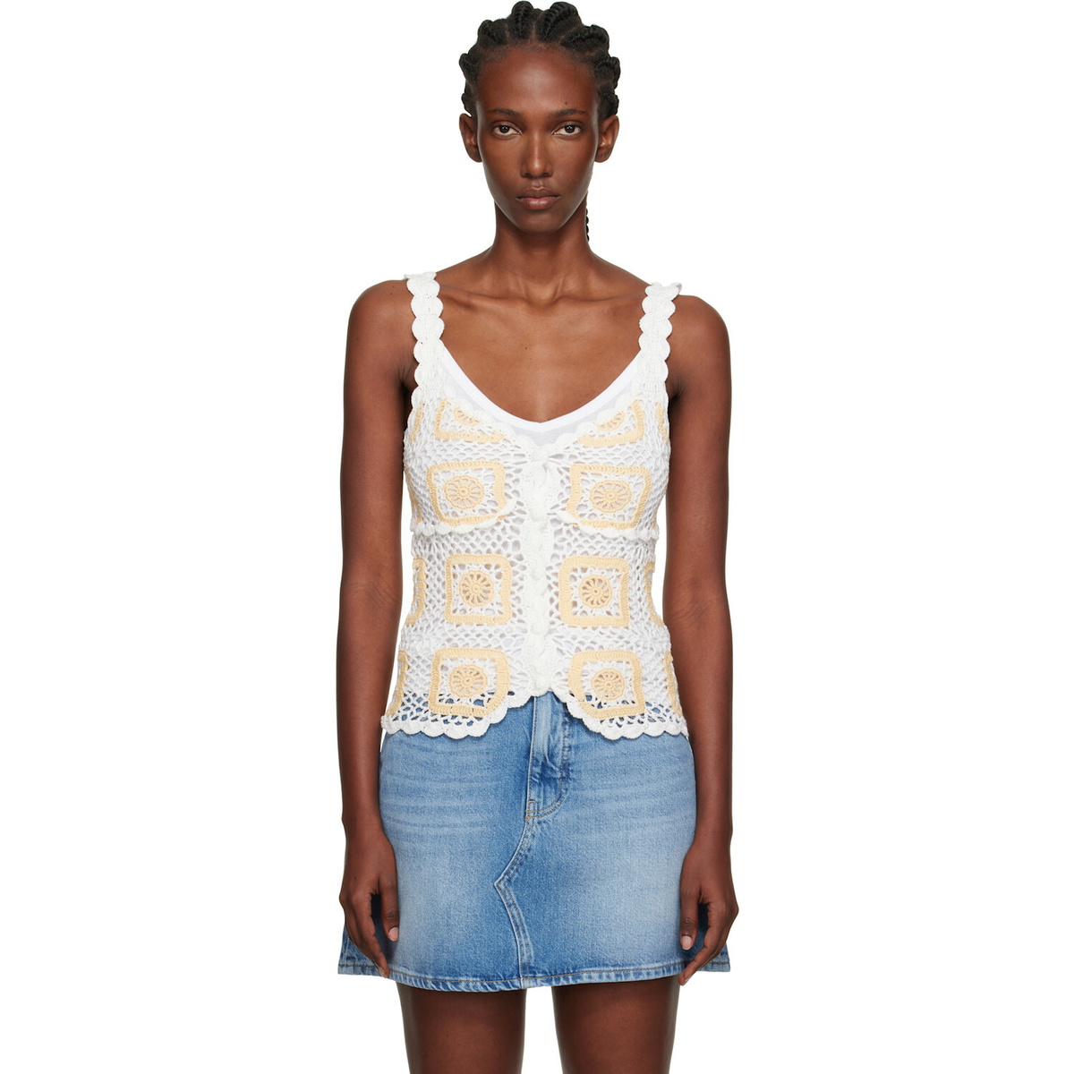 Holzweiler White Rosie Crochet Tank Top