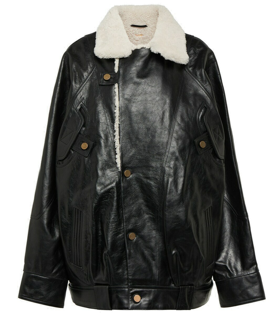 【Dodo Bar Or】 Yoyo shearling-trimmedレザージャケット Dodo Bar Or Yoyo shearling-trimmed leather jacket Dodo Bar Or