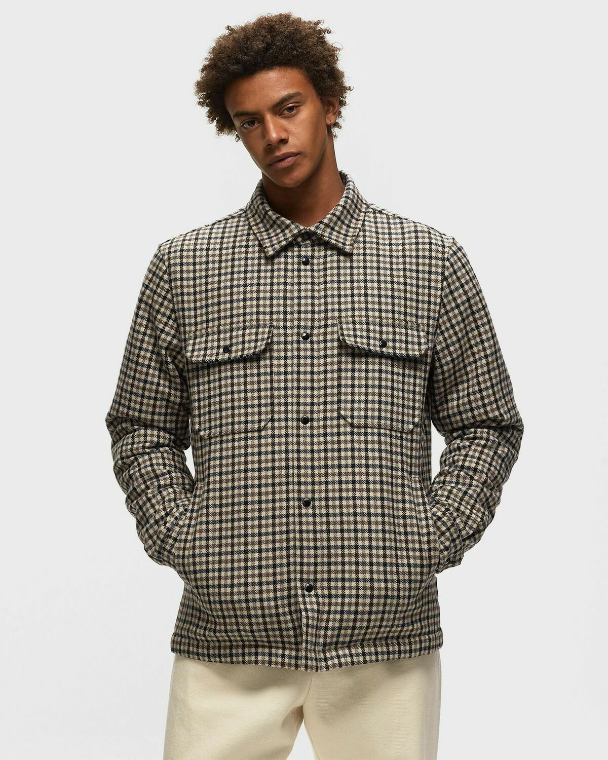 Woolrich Alaskan Wool Check Overshirt Black|Beige - Mens - Overshirts ...