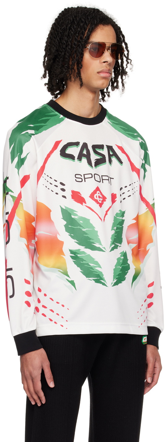 Casablanca White Moto Long Sleeve T-Shirt Casablanca
