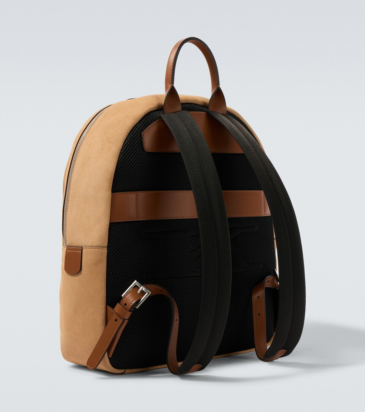Kiton Leather-trimmed suede backpack