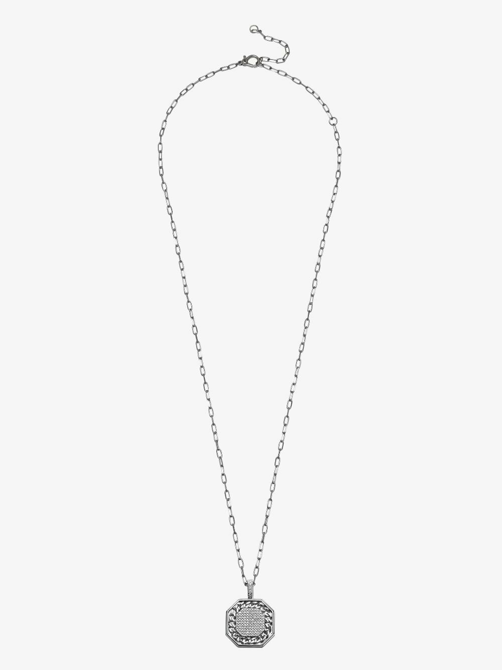 SHAY 18K White Gold Octagon Diamond Pendant Necklace