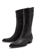 Khaite Clive 35 Gathered Leather Mid-calf Boots Black