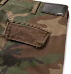 AMIRI - MX1 Camouflage-Print Slim-Fit Tapered Stretch-Cotton Twill Cargo Trousers - Army green