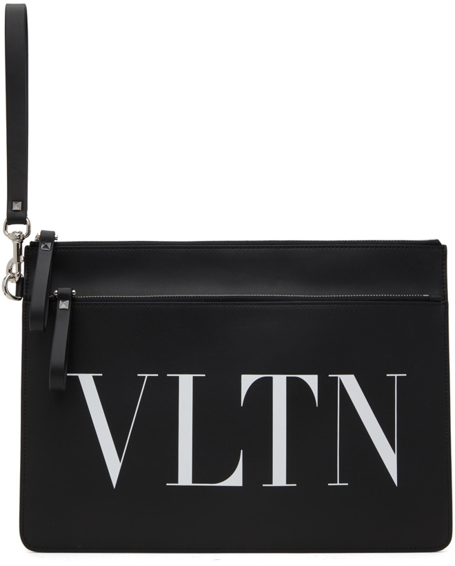 Photo: Valentino Garavani Black 'VLTN' Leather Document Holder