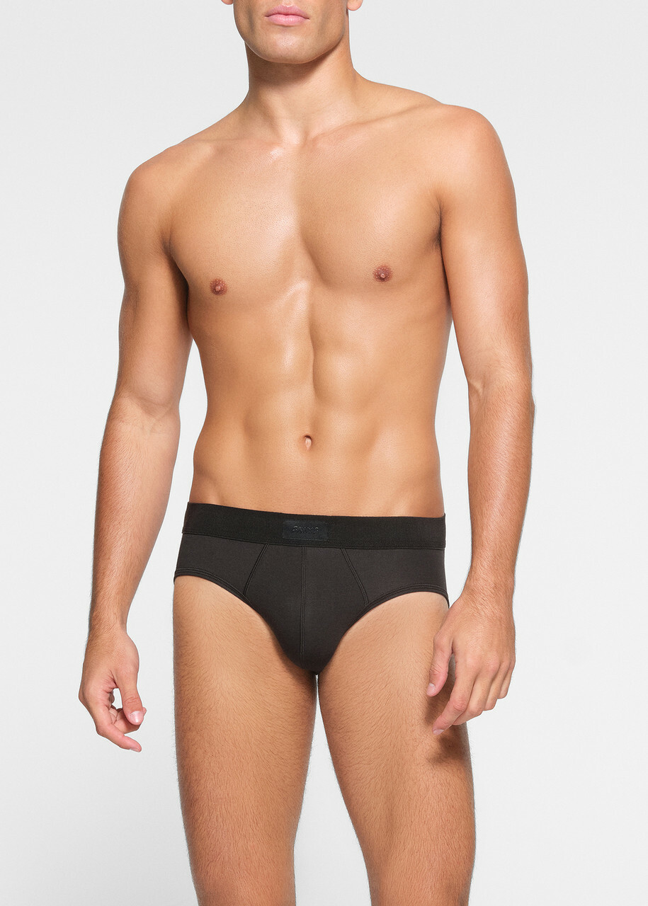 Skims Cotton-blend Briefs set of Three Black