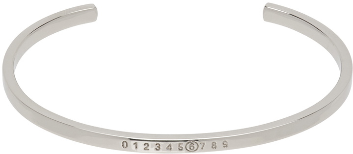 Photo: MM6 Maison Margiela Silver Numeric Minimal Signature Cuff Bracelet