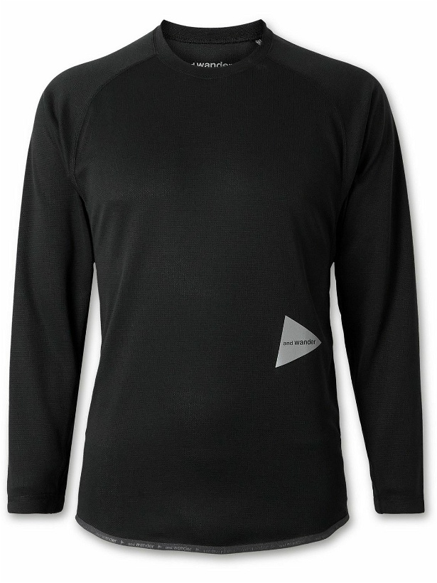 Photo: And Wander - Logo-Print Polartec® Fleece Base Layer - Black