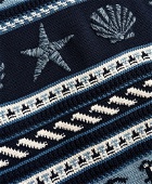 Brooks Brothers Men's Supima Cotton Nautical Motif Fair Isle Crewneck Sweater | Blue