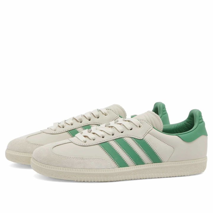 Photo: Adidas x Humanrace Samba Sneakers in Preloved Green/Alumina