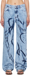 Masha Popova Blue Boyfriend Spiral Chains Jeans