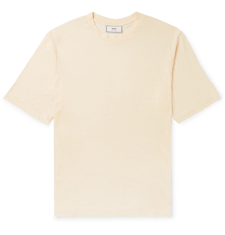 Photo: AMI - Cotton-Blend Voile T-Shirt - Neutrals