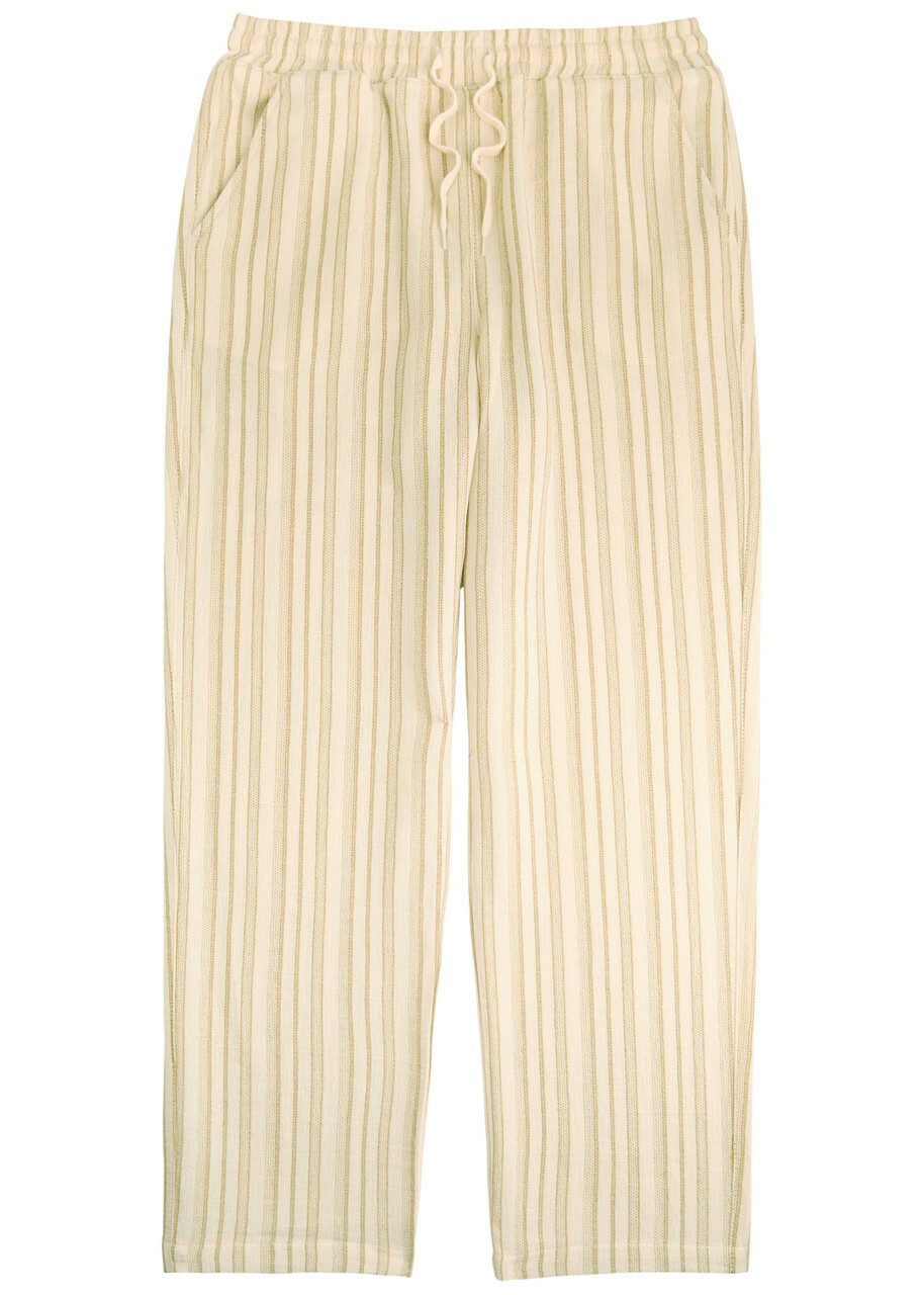 Les Deux Houston Stripe Cotton-blend Trousers Ecru