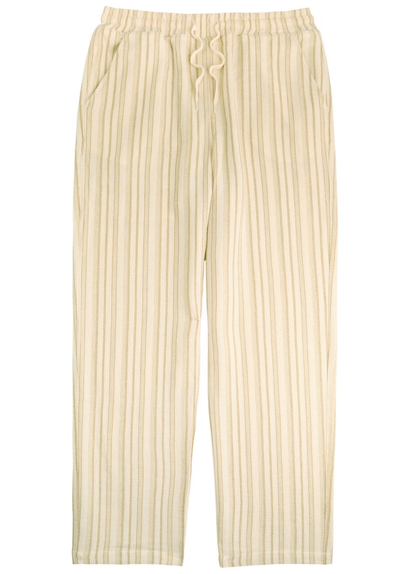 Photo: Les Deux Houston Stripe Cotton-blend Trousers Ecru