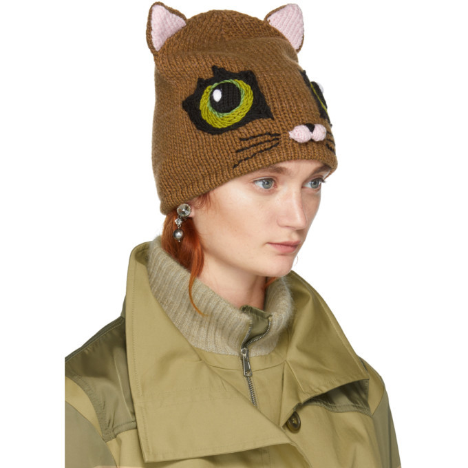 Dolce and Gabbana Brown Cat Beanie Dolce & Gabbana