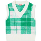 KITRI Women's Meadow Check Knit Vest in Green