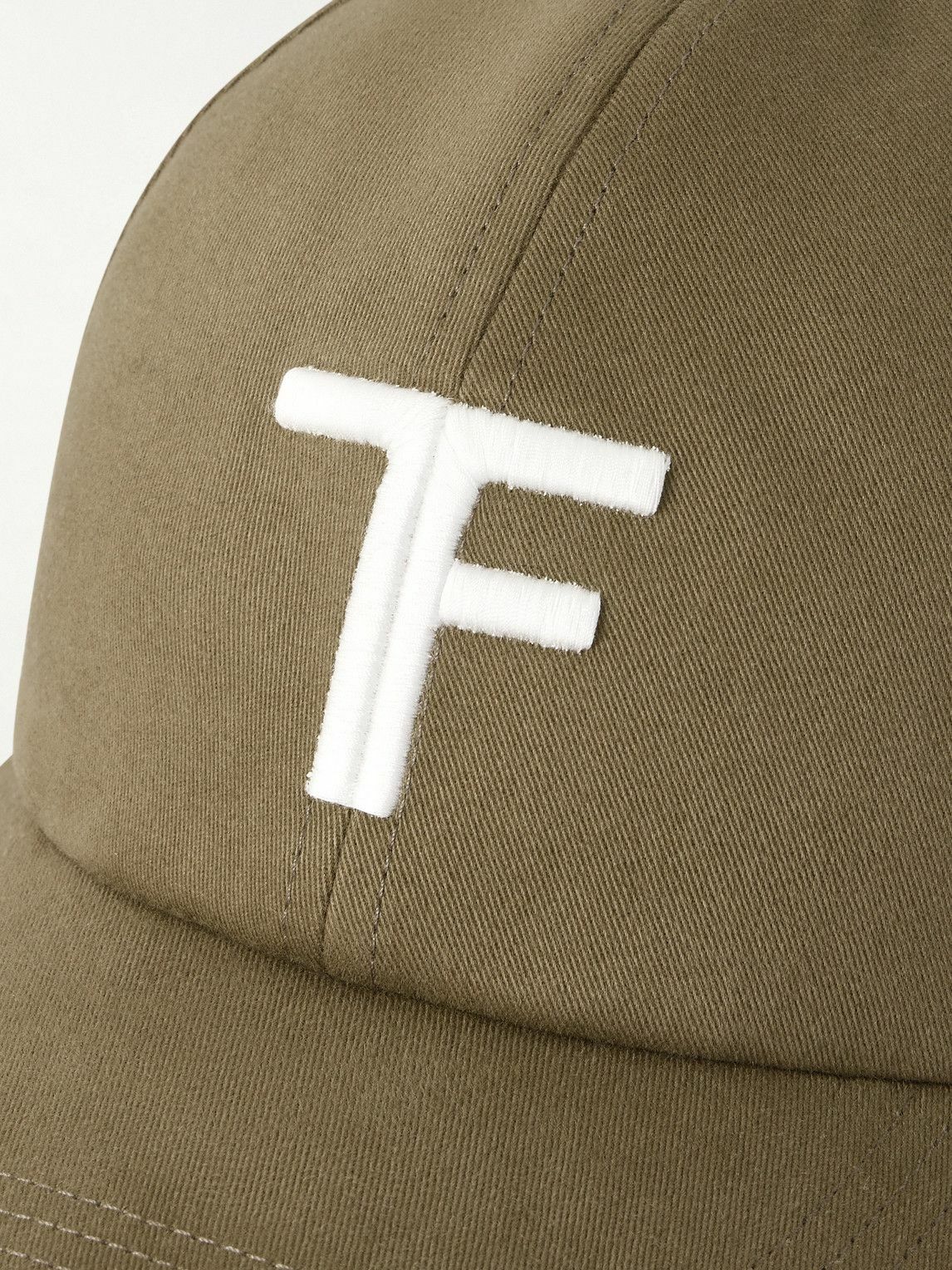 TOM FORD - Leather-Trimmed Logo-Embroidered Cotton-Twill Baseball Cap - Green