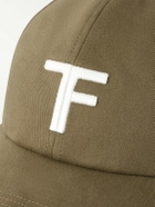 TOM FORD - Leather-Trimmed Logo-Embroidered Cotton-Twill Baseball Cap - Green
