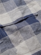 Albam - Miles Camp-Collar Checked Cotton-Blend Shirt - Blue