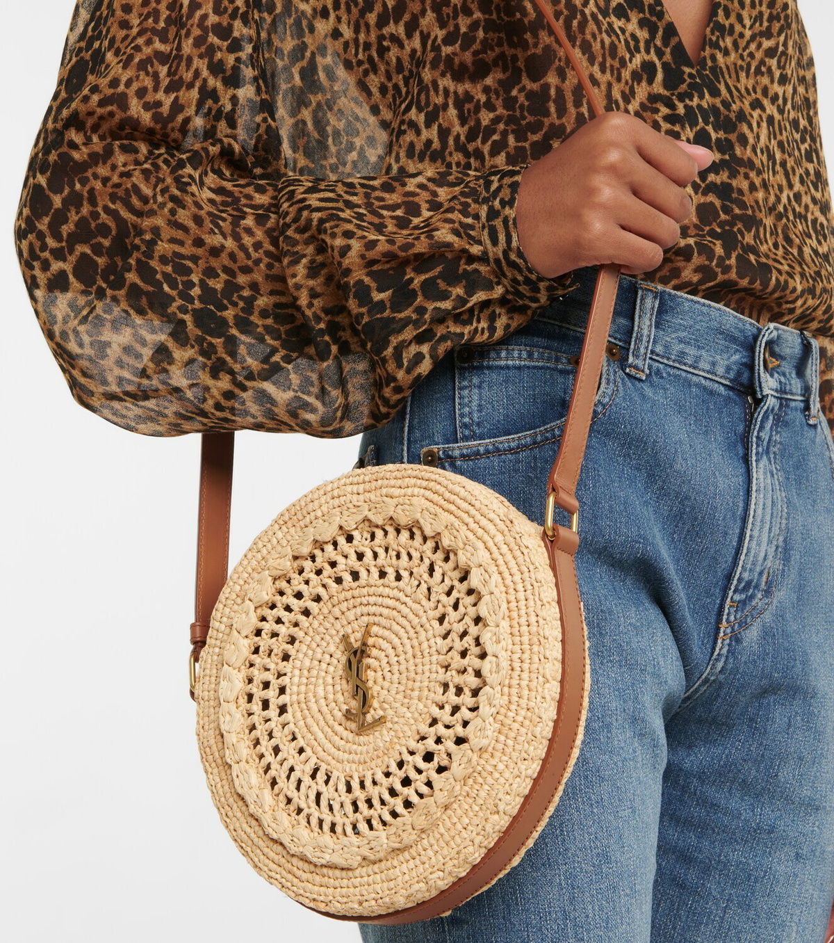 Saint Laurent Small raffia crossbody bag