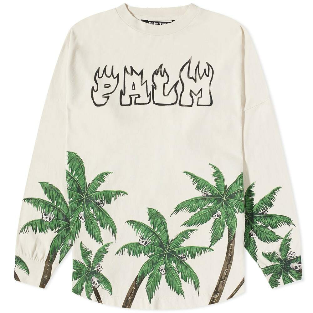 Palm Angels Men's Long Sleeve Palms and Skulls T-Shirt in White/Green Palm  Angels