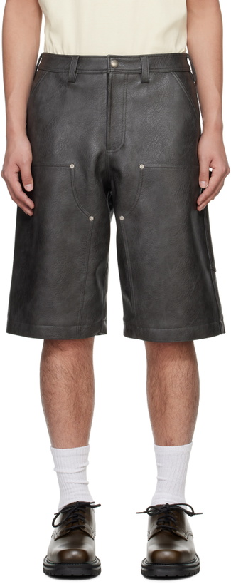 Photo: Andersson Bell Gray Double Knee Faux-Leather Shorts