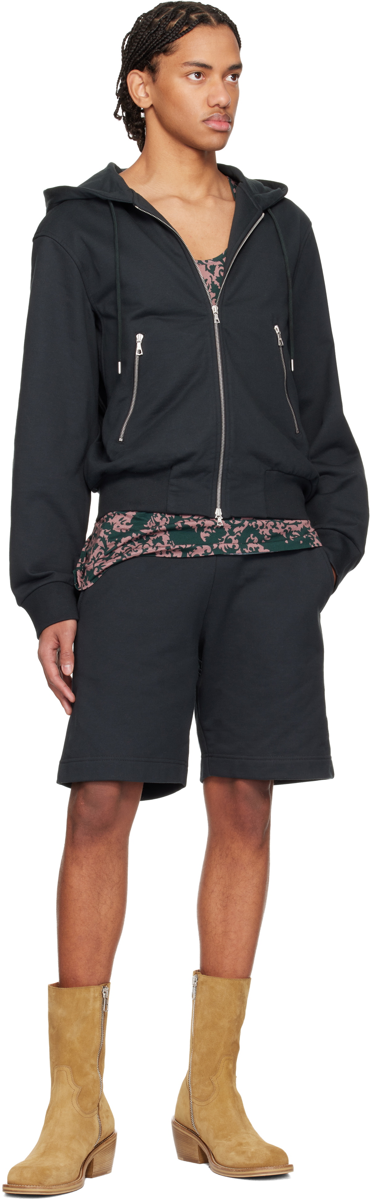 Dries Van Noten Black Loose Zipped Hoodie
