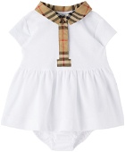 Burberry Baby White Check Trim Dress & Bloomers Set