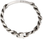 Hugo Silver Chain Cuff Logo Bracelet