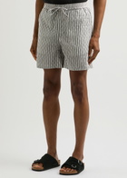 Percival Aegean Striped Cotton Shorts Black