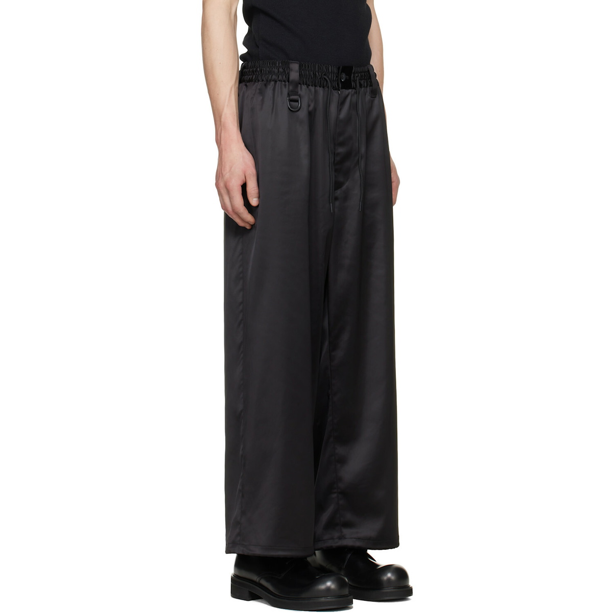 Y-3 Black Satin Gradient 3-Stripes Track Pants