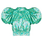 Rotate Women's Puff Sleeve Top in Clematis Blue Combi