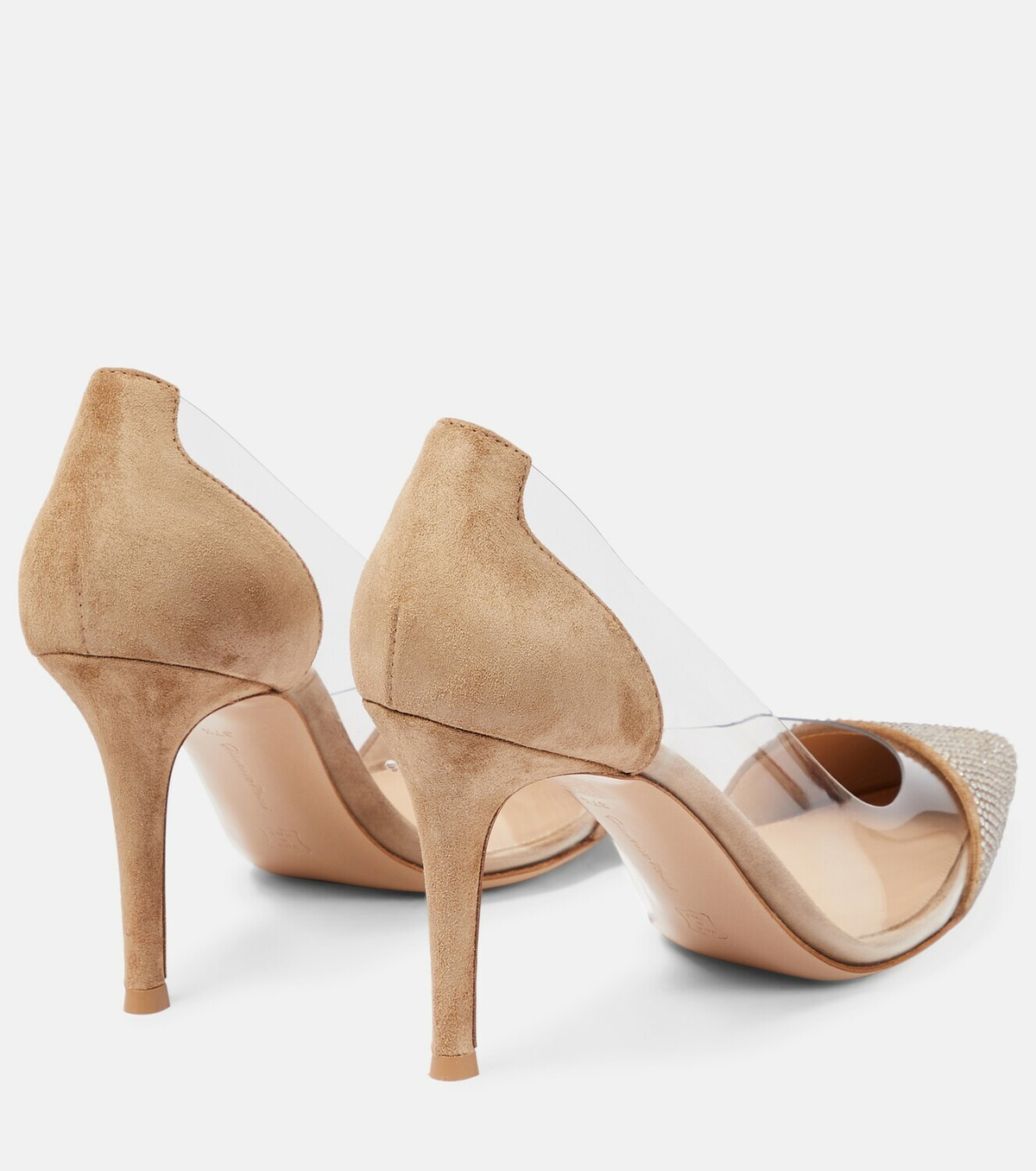 Gianvito Rossi - Plexi 85 suede and PVC pumps