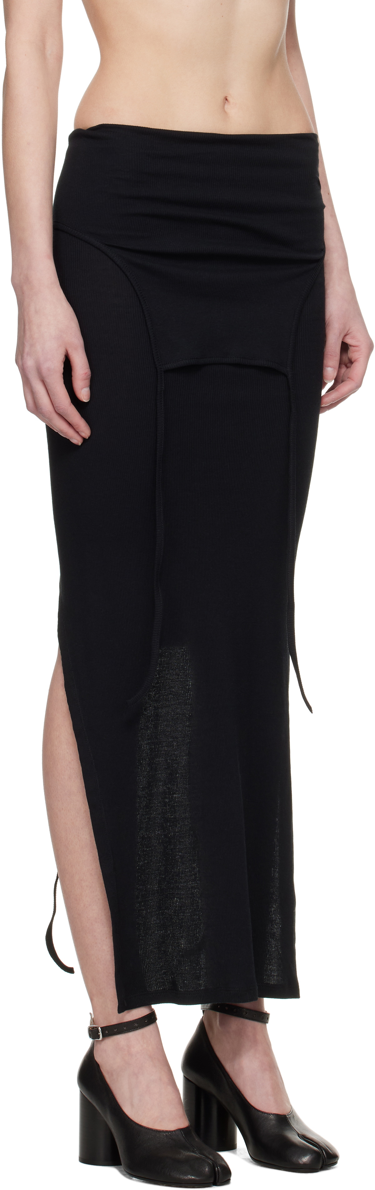 Eckhaus Latta Black Flip Midi Skirt