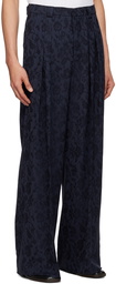 King & Tuckfield Navy Wide Leg Trousers