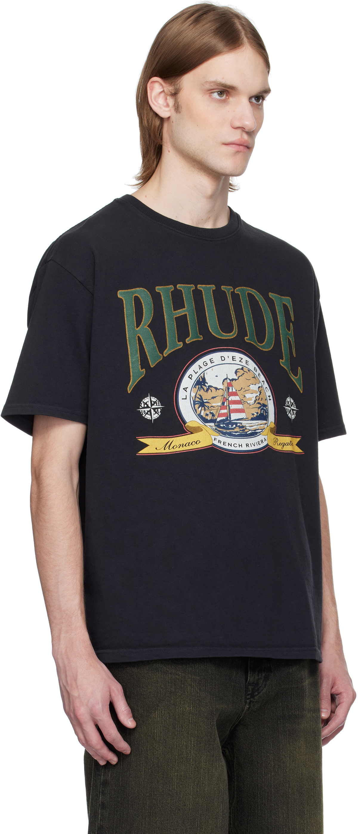 Rhude Black 'Monaco Regatta' T-shirt Rhude Rhude Black 'Monaco Regatta' T-shirt Rhude