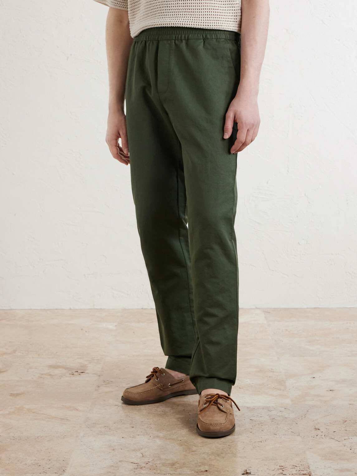 Sunspel - Tapered Cotton and Linen-Blend Trousers - Green