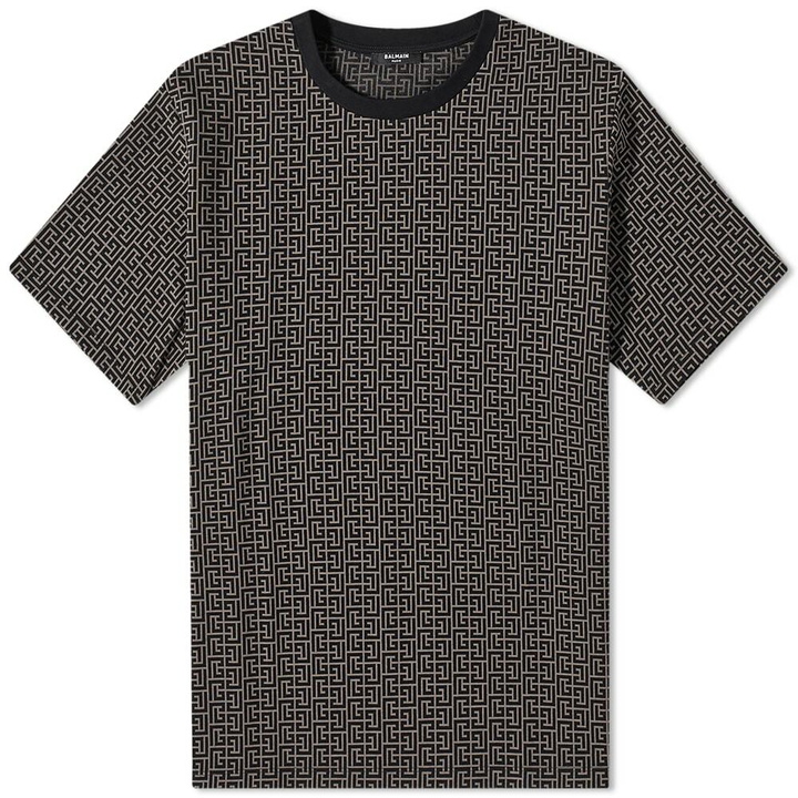 Photo: Balmain Men's Monogram Oversized T-Shirt in Grey/Black