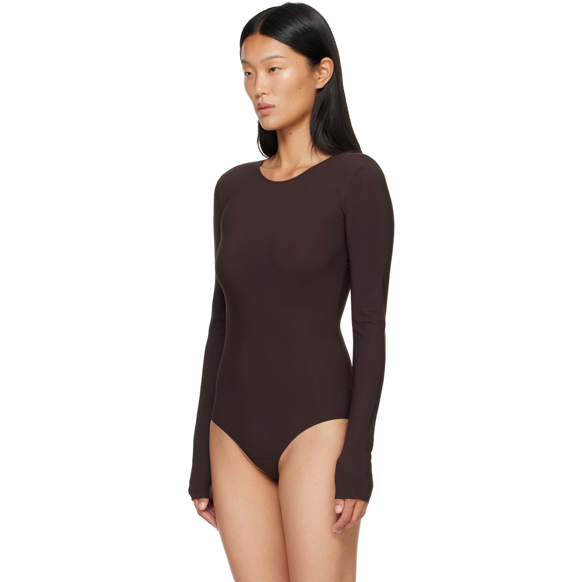 MM6 Maison Margiela Brown Lycra Jersey Bodysuit