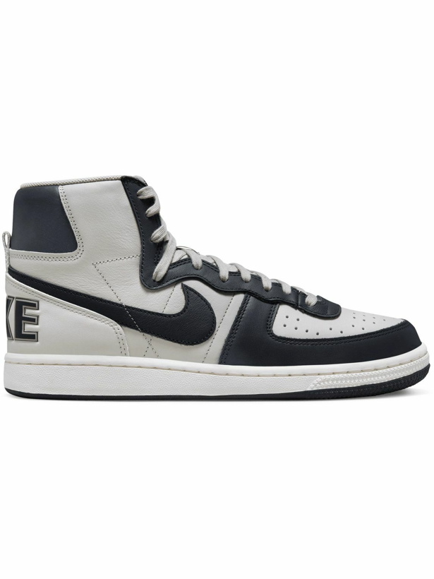 Photo: Nike - Terminator Leather High-Top Sneakers - Gray