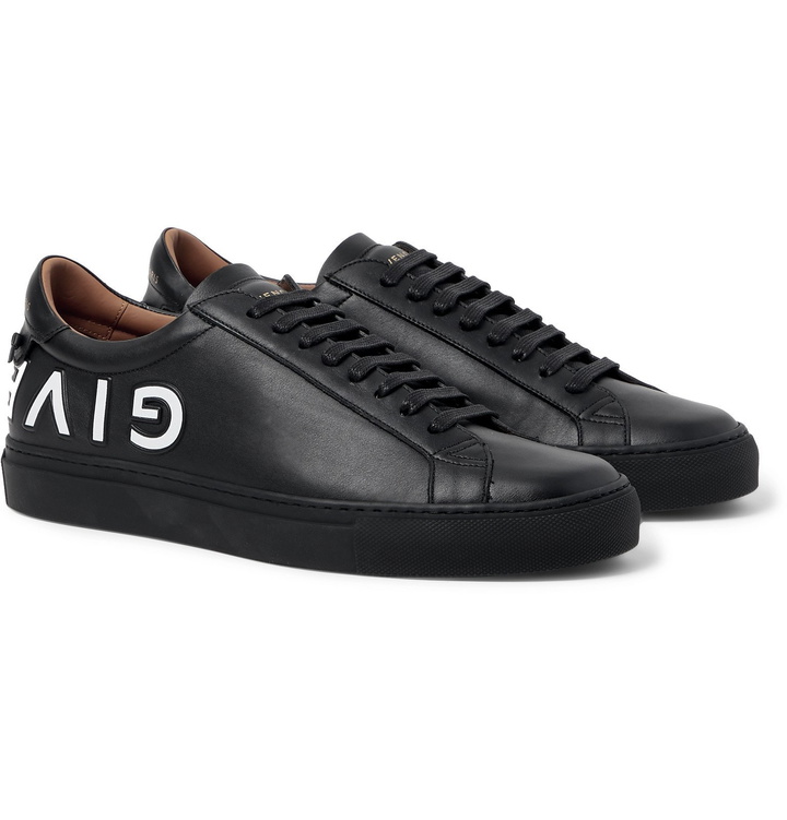 Photo: Givenchy - Urban Street Logo-Embossed Leather Sneakers - Black