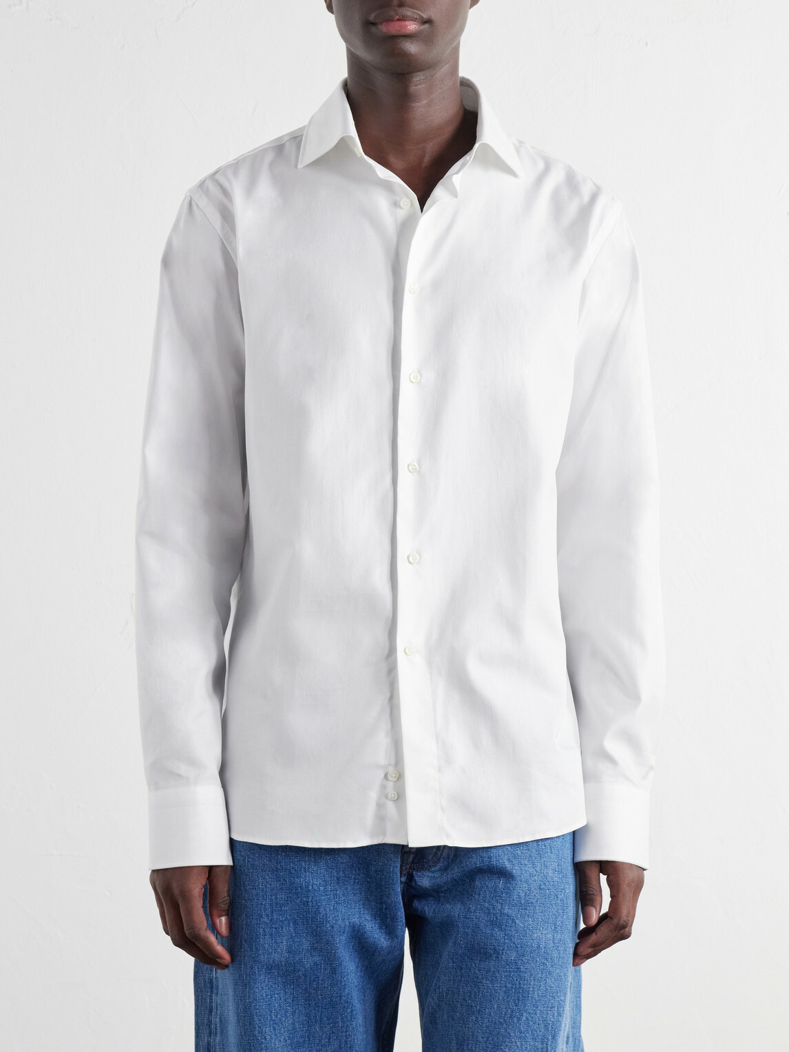 Canali - Cotton-Herringbone Shirt - White