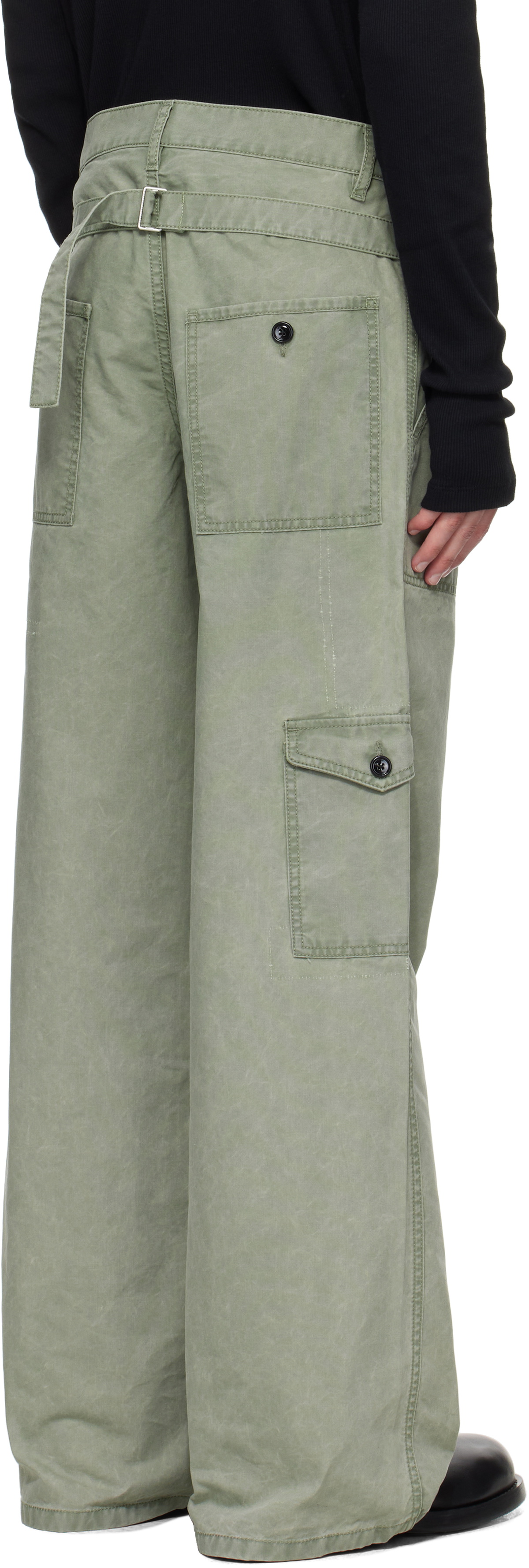 Ann Demeulemeester Green Monder Workwear Comfort Cargo Pants