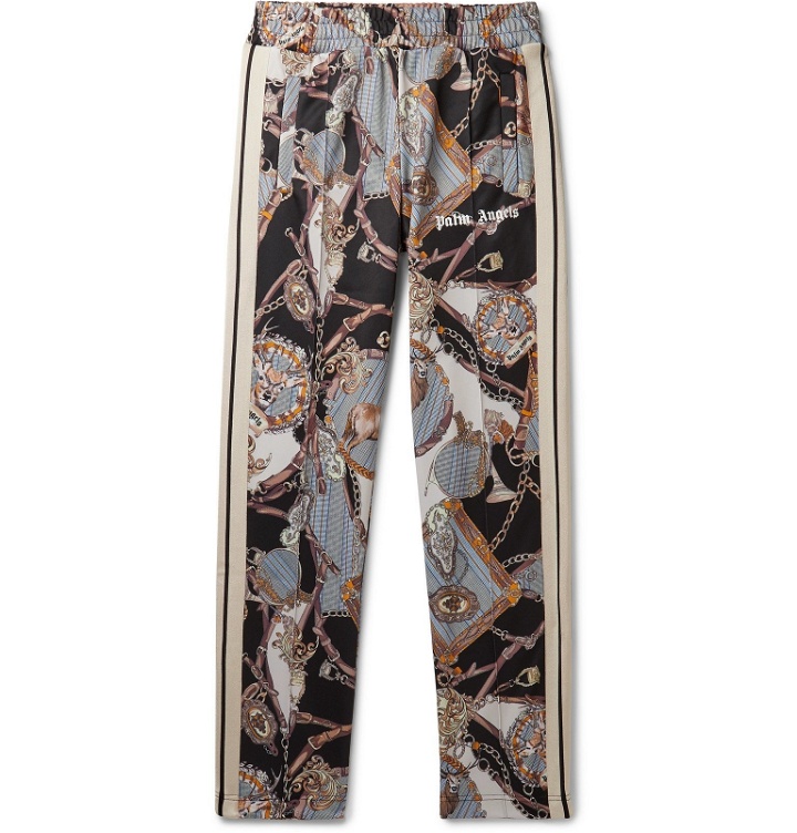 Photo: Palm Angels - Stripe-Trimmed Printed Tech-Jersey Sweatpants - Multi
