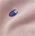CHAMPION - Logo-Embroidered Fleece-Back Cotton-Blend Jersey Hoodie - Pink