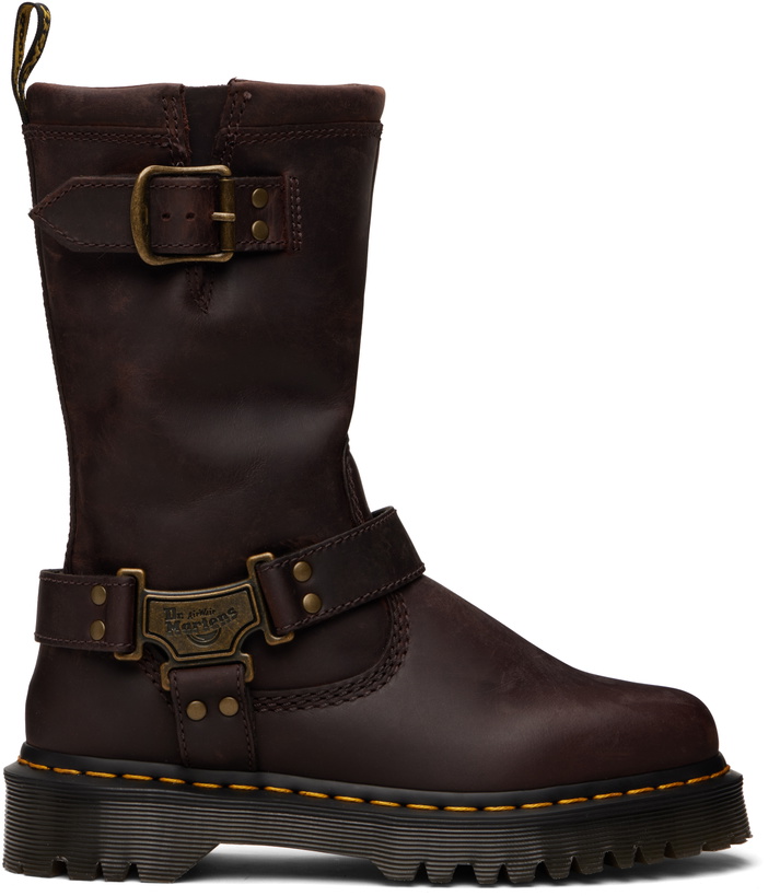 Photo: Dr. Martens Brown Anistone Hi Leather Biker Boots
