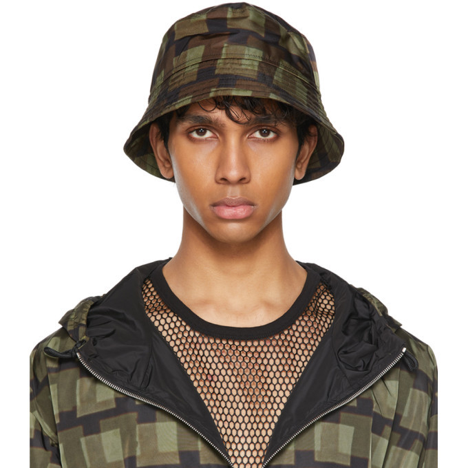 Photo: Dries Van Noten Khaki Len Lye Edition Graphic Nylon Bucket Hat